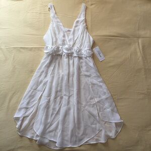 Elegant White Chemise with Floral Detail